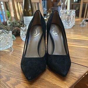 Black High Heeled Pumps with Pointed Toe and Stiletto Heel
